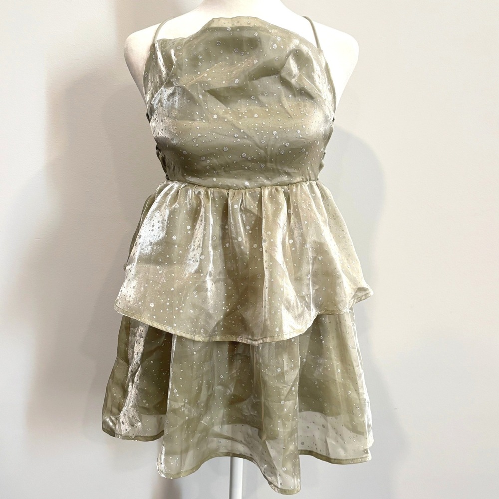 Lucy in the Sky Mini Dress XS Glitter Tiered Fairycore Princess Whimsical 21877